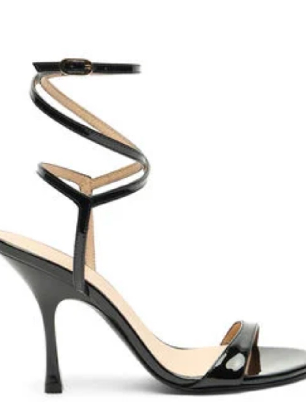 Stuart Weitzman nudist Black Patent Spiral Wrap High Heel Sandals size 8